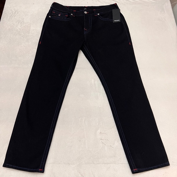 True Religion Men's Jeans Relaxed Slim Black Denim Size 36 x 32 NWT - Picture 1 of 12
